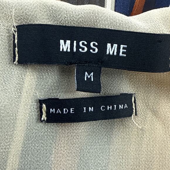 Miss Me Multicolored Striped Wrap Dress Ruffle Sleeves Size Medium - Picture 6 of 8